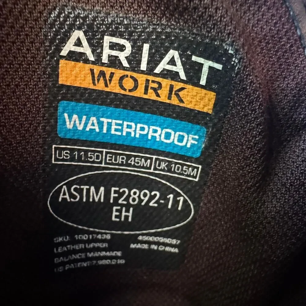 Ariat Work Waterproof EH Rated Men’s 11.5D Brown Leather Western Work Boots